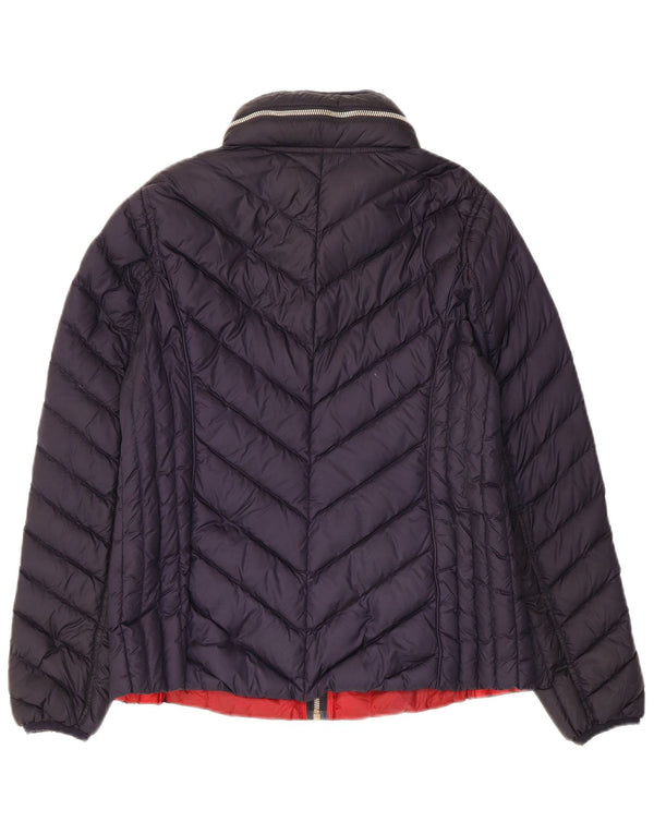 Giacca imbottita con cappuccio da donna Michael Kors UK 14 poliestere medio blu navy