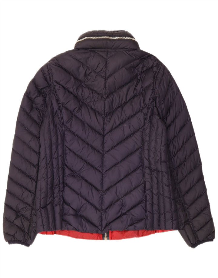 Giacca imbottita con cappuccio da donna Michael Kors UK 14 poliestere medio blu navy