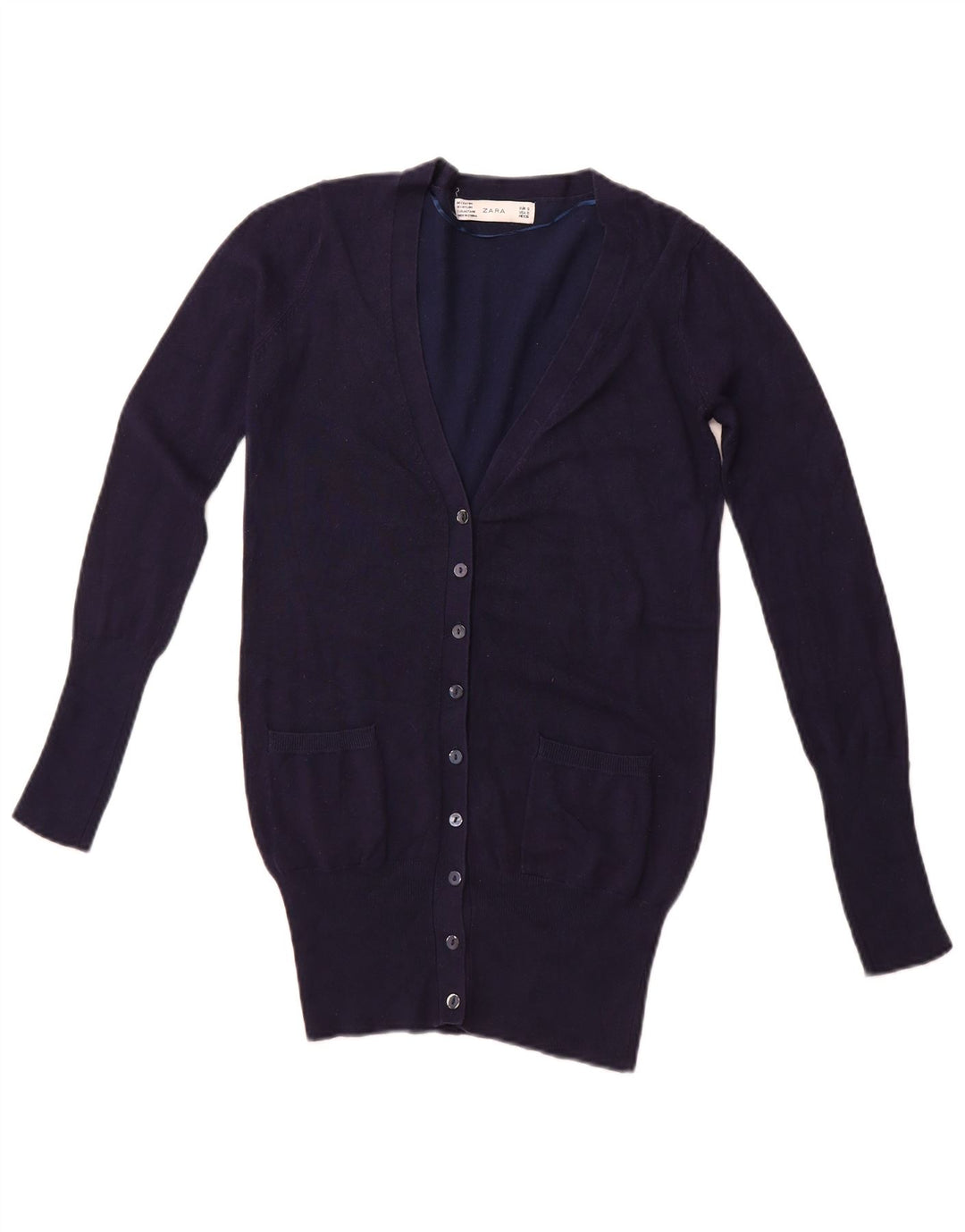 Maglione Cardigan Da Donna ZARA UK 10 Piccolo Rayon Blu Navy