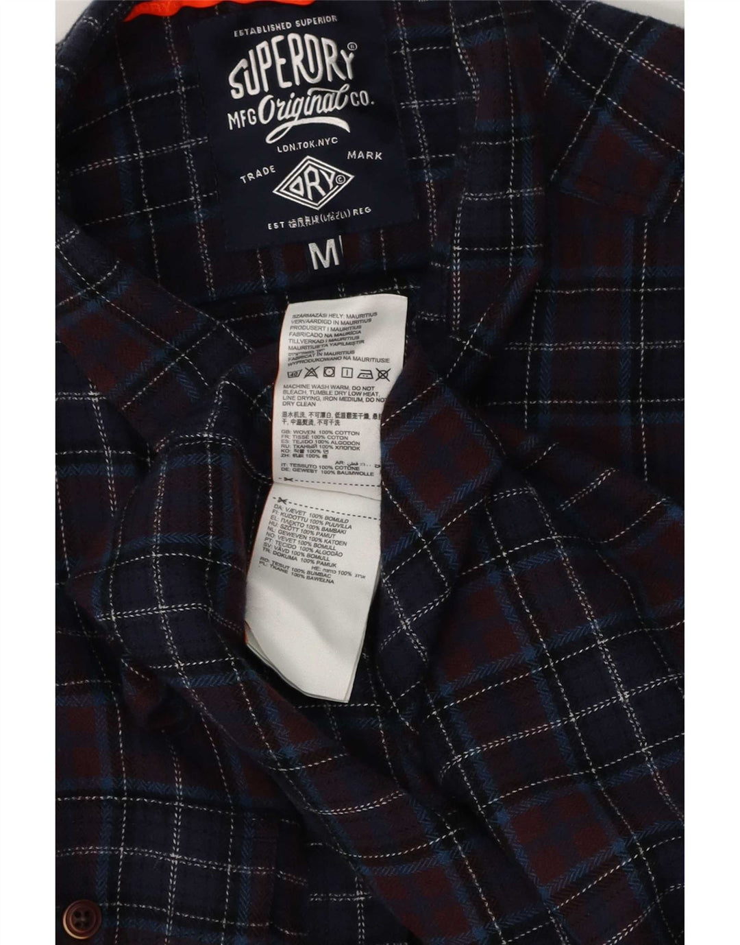 Camicia da uomo in flanella dalla vestibilità regolare Superdry, in cotone a quadri blu navy medio