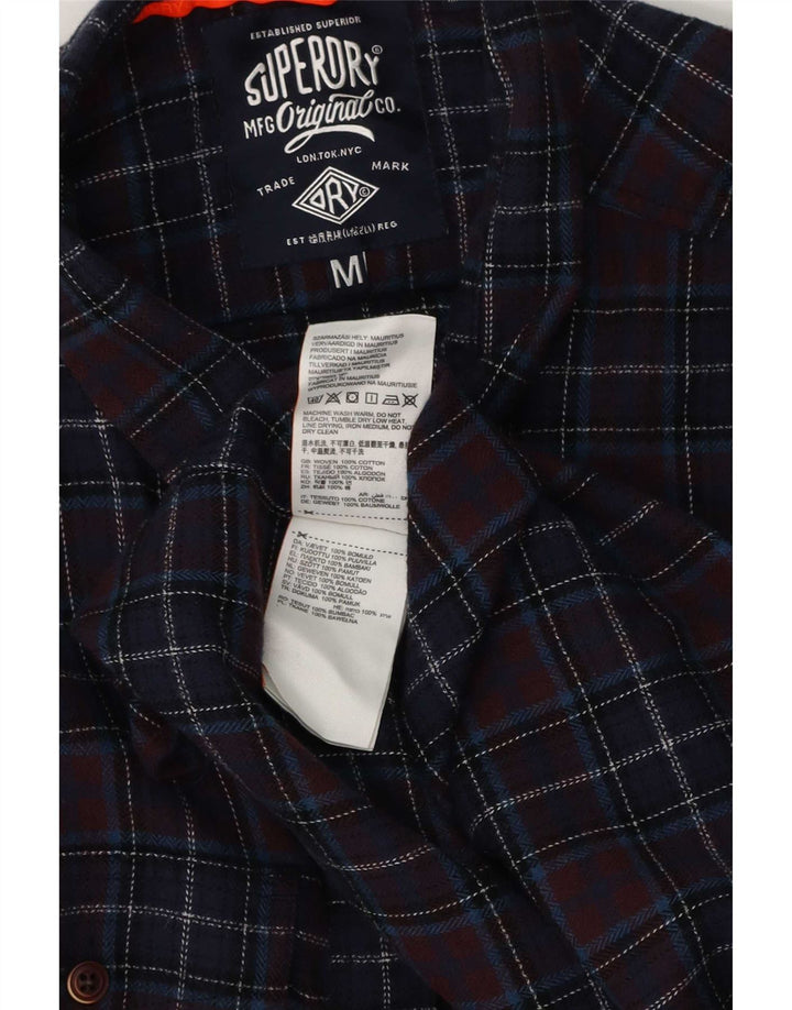 Camicia da uomo in flanella dalla vestibilità regolare Superdry, in cotone a quadri blu navy medio