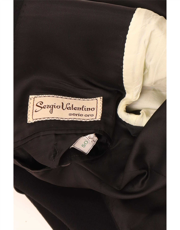 Giacca blazer da uomo a 1 bottone Sergio Valentino IT 50 grande in lana vergine nera