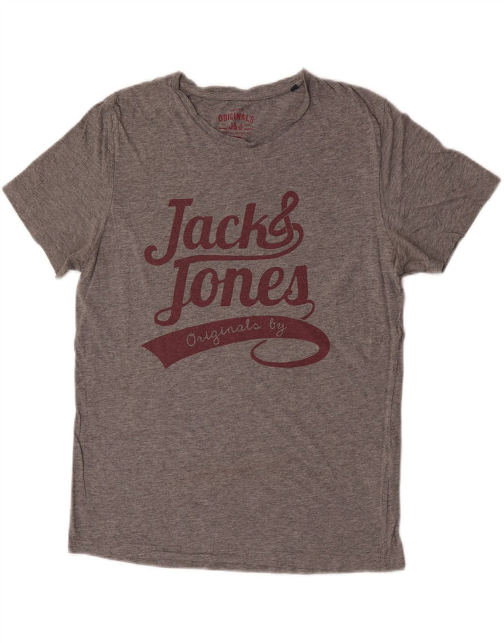 T-shirt grafica da uomo Jack & Jones Top in cotone chiazzato grigio medio