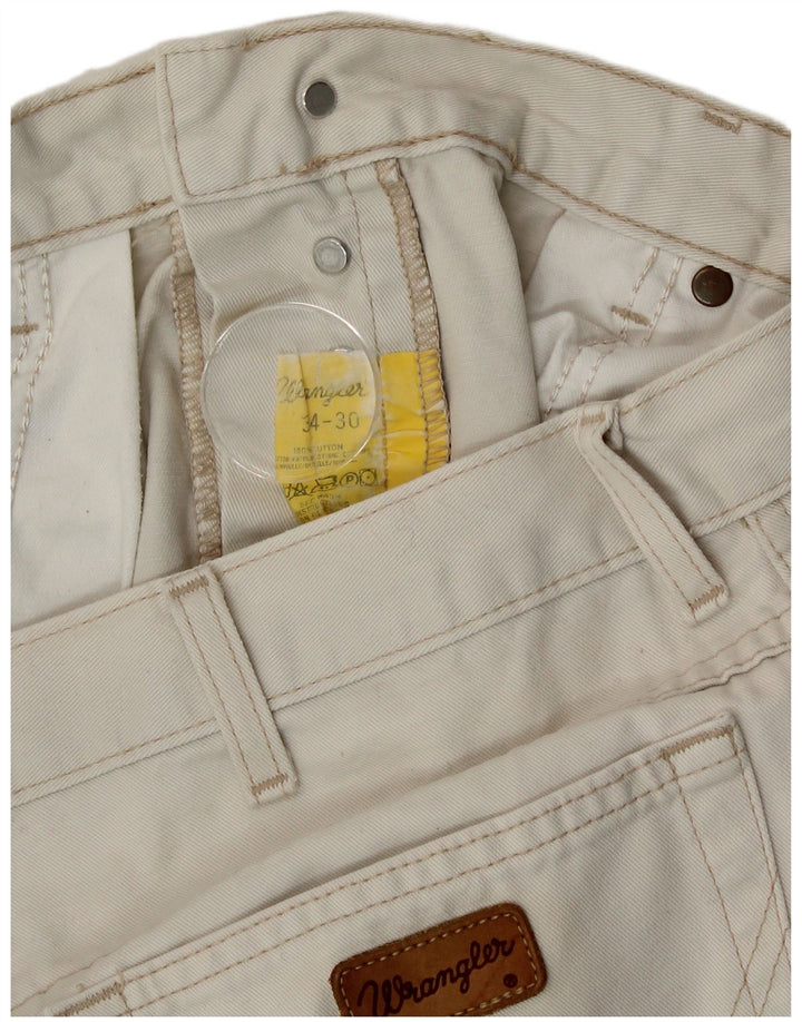 Jeans dritti da uomo Wrangler W34 L30 in cotone bianco sporco
