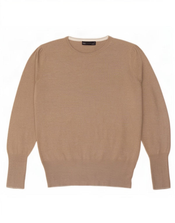 Maglione maglione con scollo a barca da donna Marks & Spencer UK 12 Viscosa beige medio