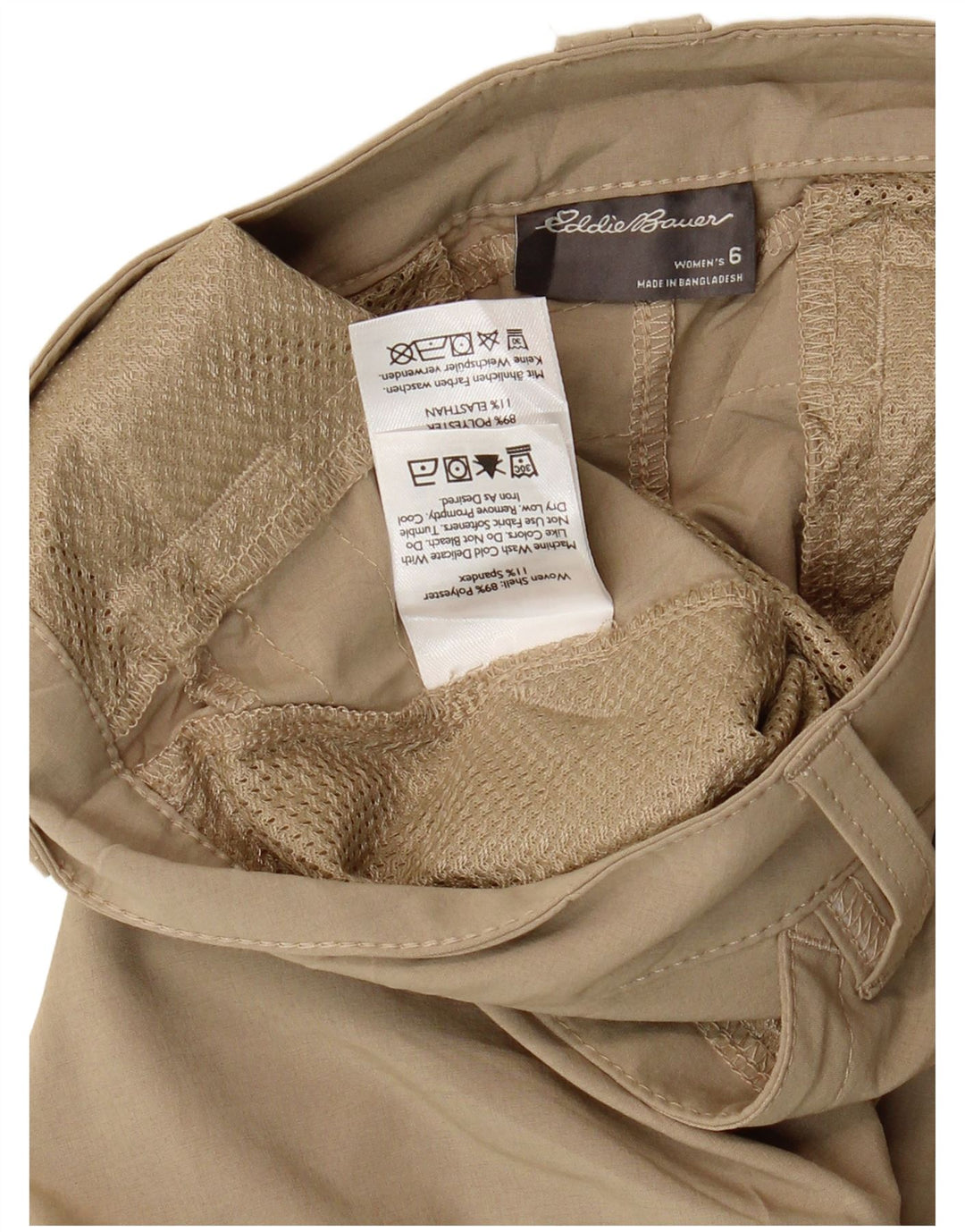 Pantaloni capri cargo dritti da donna EDDIE BAUER US 6 medi W30 L21 Beige