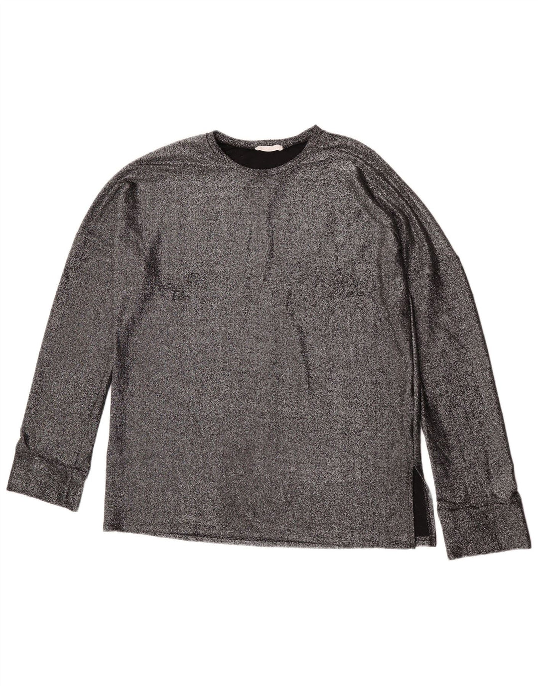 Top oversize da donna Zara a maniche lunghe UK 10 Small Argento Poliammide
