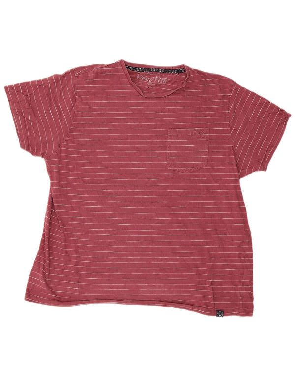 T-shirt da uomo Weird Fish Top 2XL cotone gessato rosso