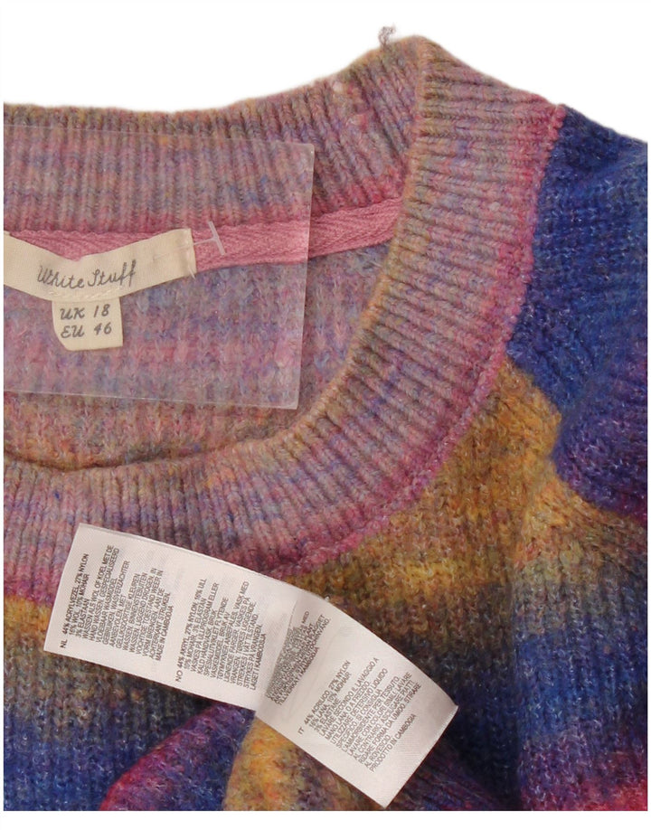 Maglione maglione con scollo a barca da donna White Stuff UK 18 XL a righe multicolore