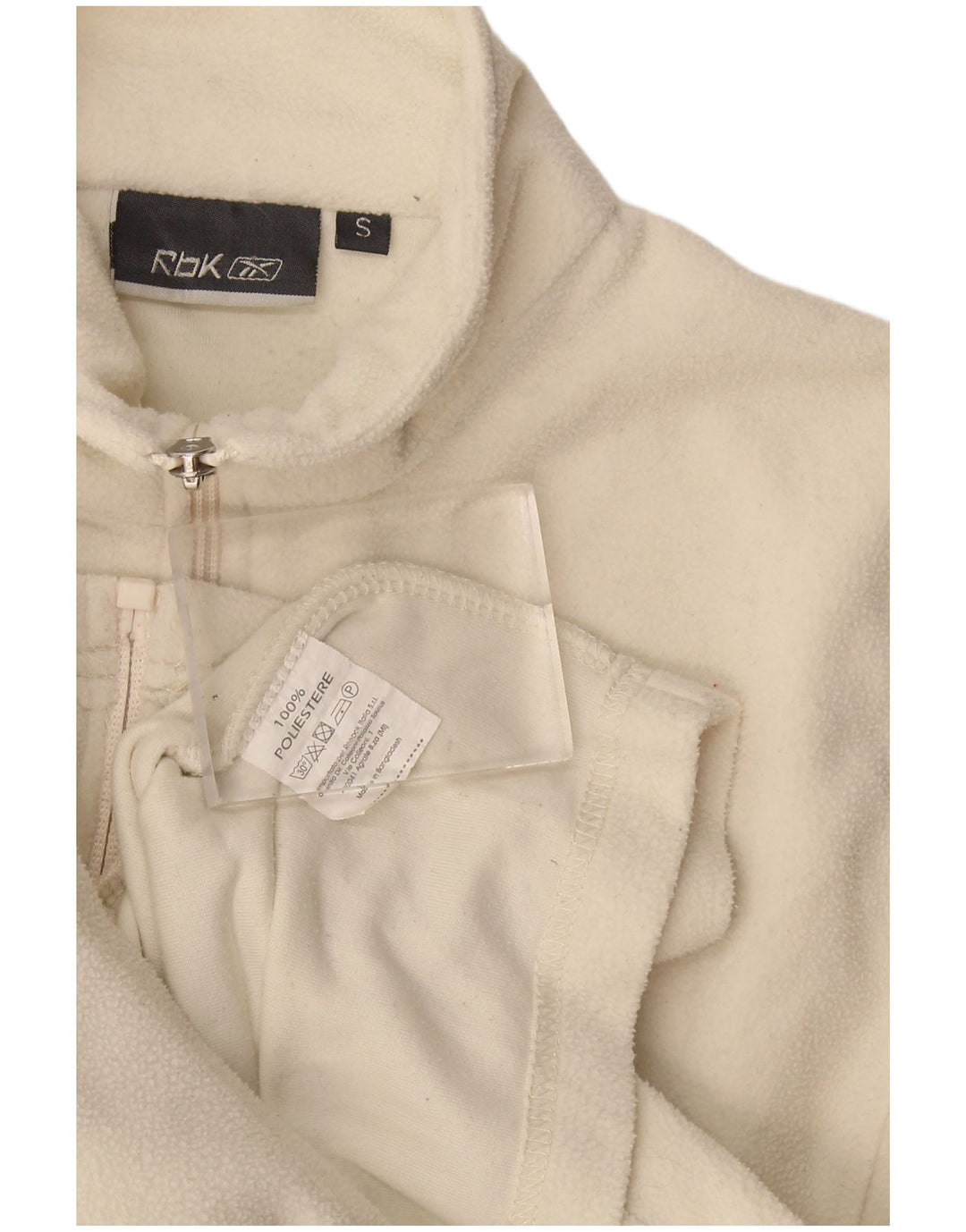 Giacca in pile Reebok da donna UK 10 Small Off White Poliestere
