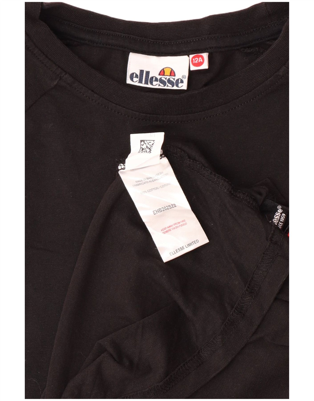 T-shirt grafica per ragazzi Ellesse Top 11-12 anni in cotone nero