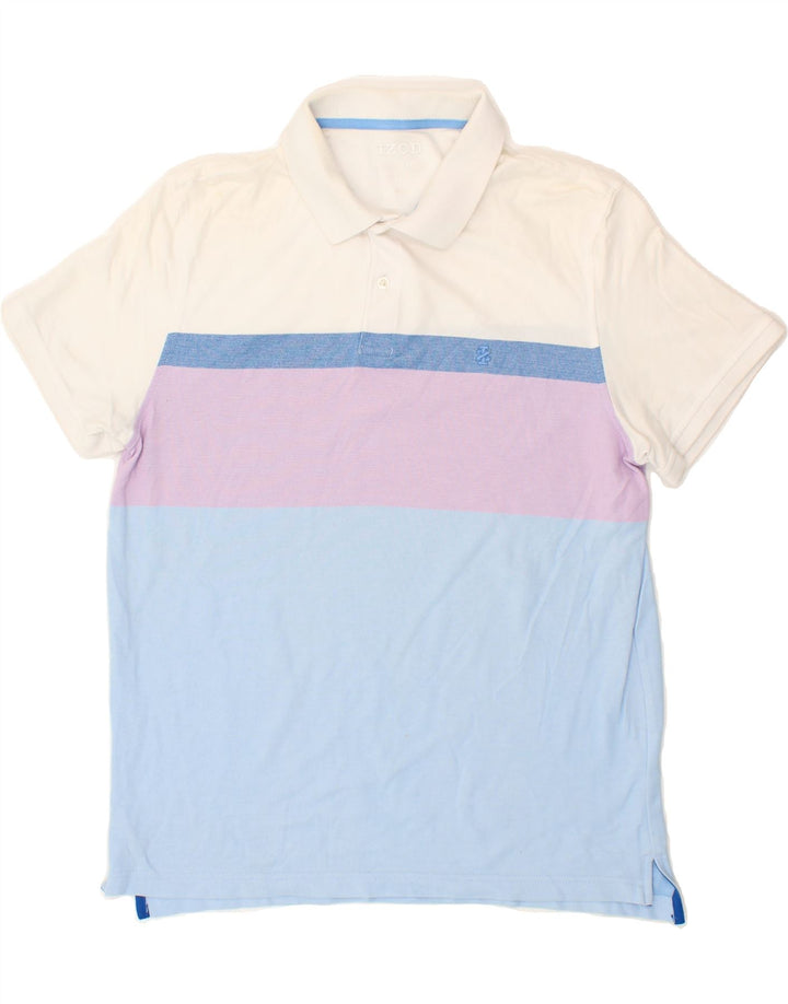 IZOD Mens Stretch Polo Shirt Large Multicoloured Colourblock Cotton Vintage Izod and Second-Hand Izod from Messina Hembry 