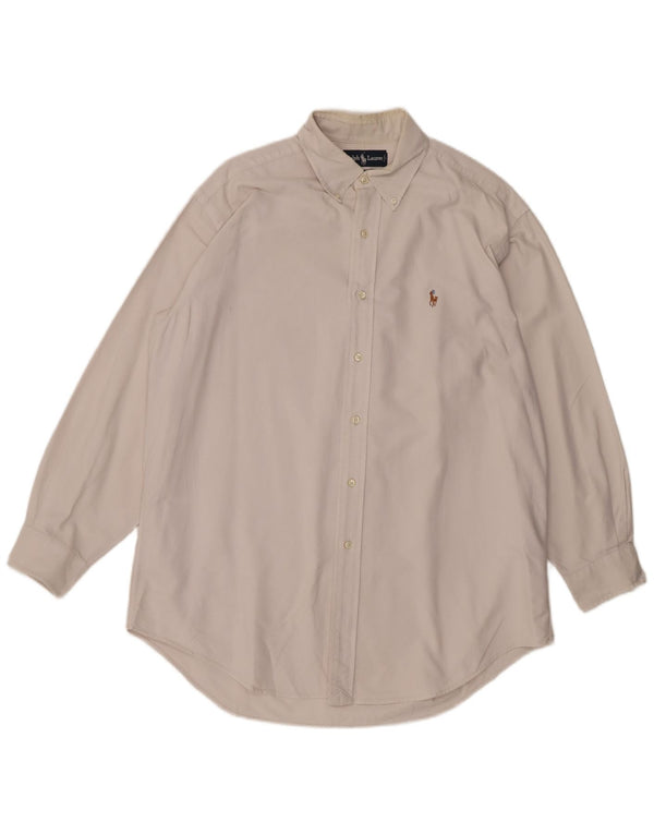 Ralph Lauren Camicia Yarmouth da uomo taglia 16 grande cotone bianco sporco