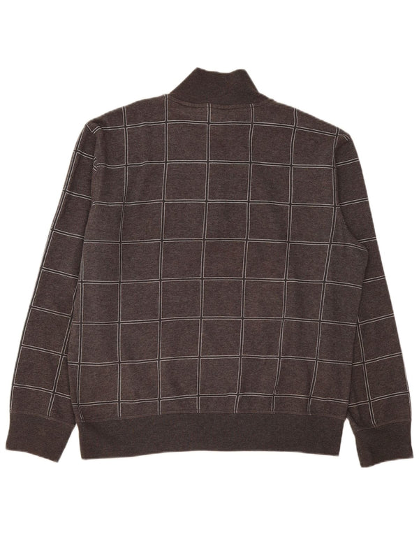 Felpa da uomo con collo con zip Nautica, maglione, cotone a quadri grigio medio