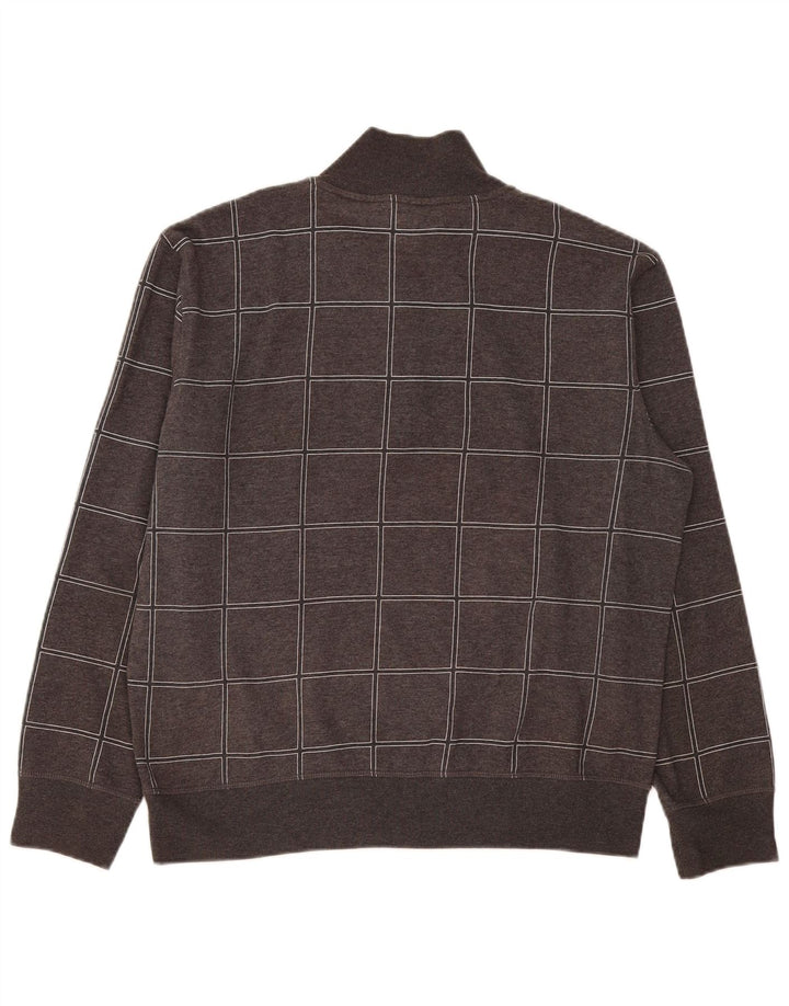 Felpa da uomo con collo con zip Nautica, maglione, cotone a quadri grigio medio
