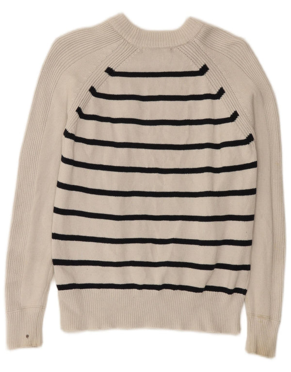 Maglione maglione girocollo da donna Marks & Spencer UK 6 XS bianco a righe