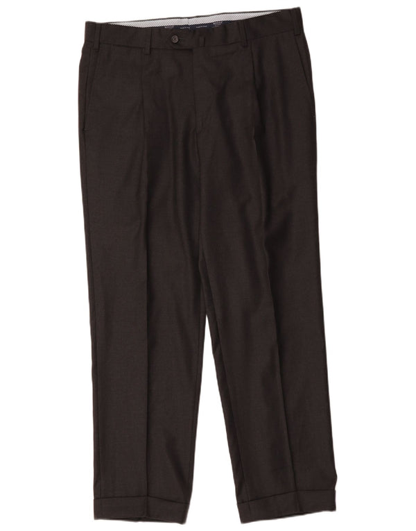 Pantaloni da abito dritti da uomo Boggi Milano IT 50 Large W36 L30 Lana grigia