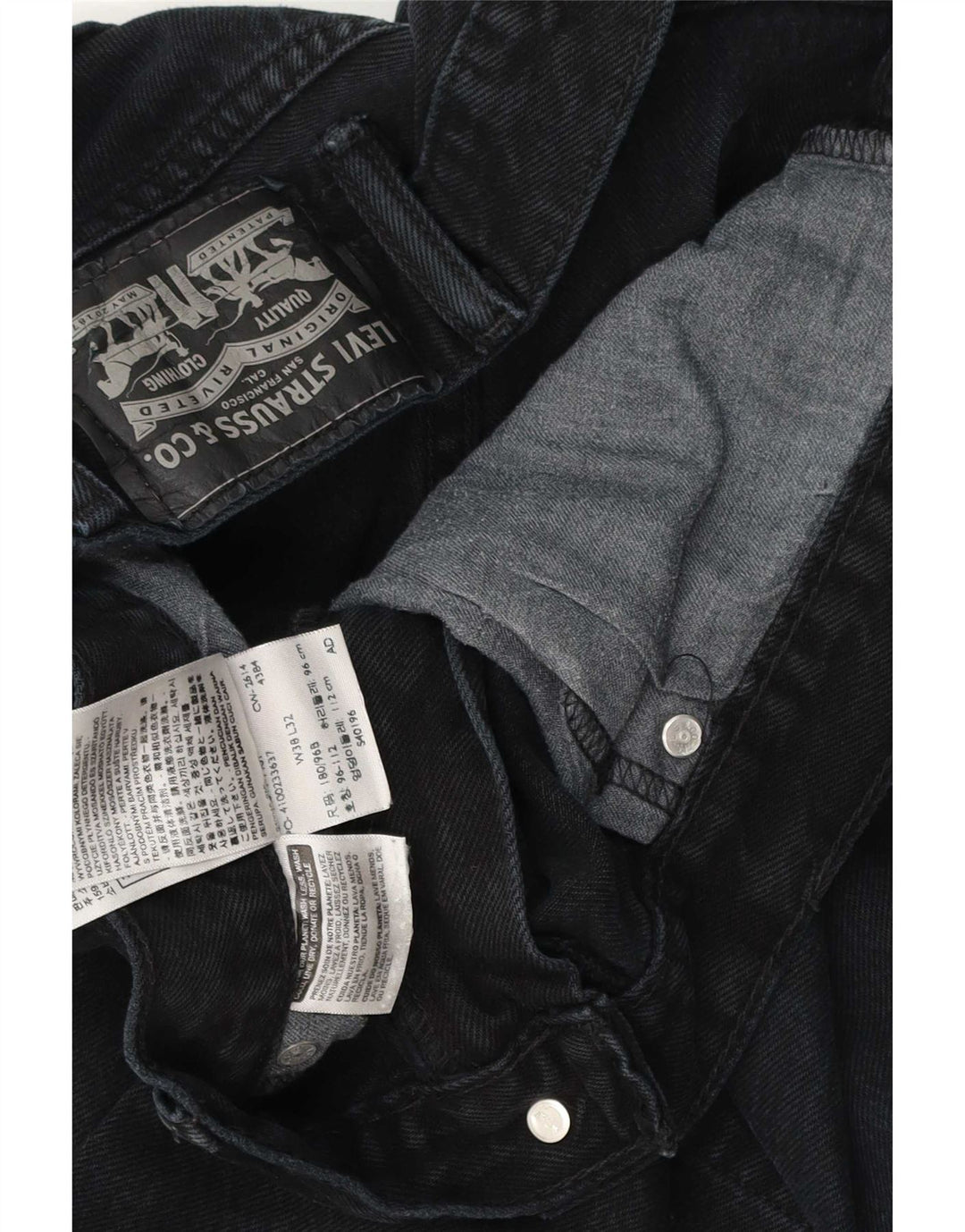 Jeans dritti invecchiati da uomo Levi's W38 L32 cotone nero