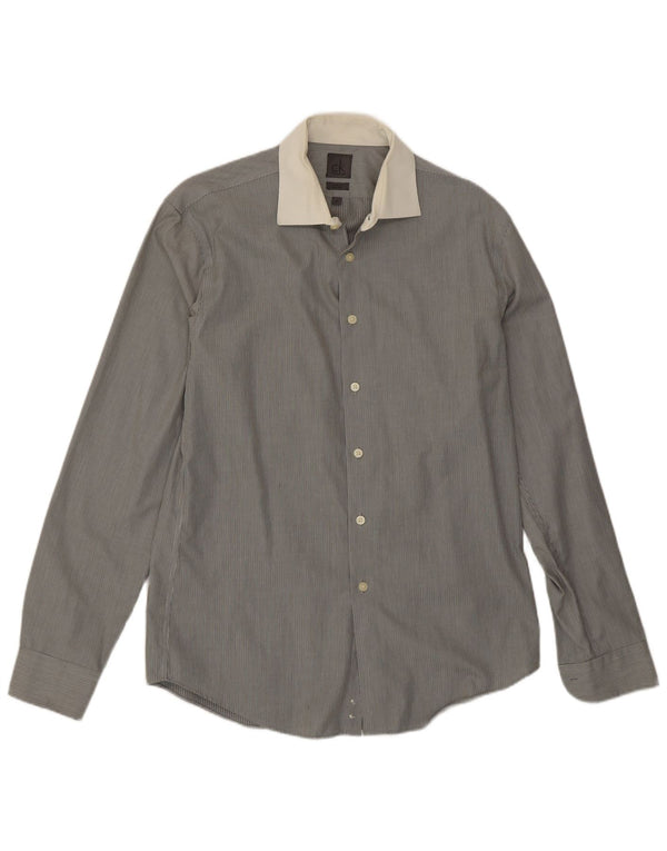 Camicia formale da uomo Calvin Klein taglia 39 15 1/2 gessato grigio medio