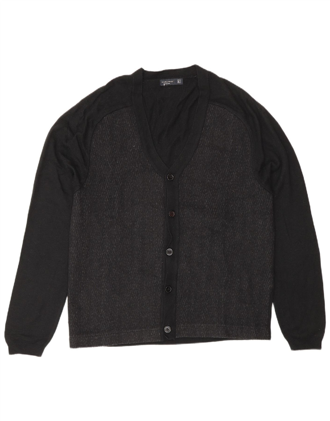 Maglione cardigan da uomo Zara XL nero a blocchi di colore