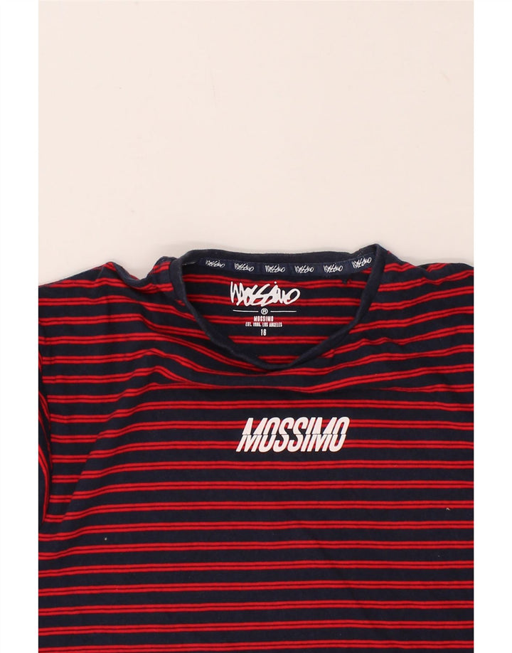 MOSSIMO Boys Graphic T-Shirt Top 15-16 Years Red Striped Cotton Vintage Mossimo and Second-Hand Mossimo from Messina Hembry 