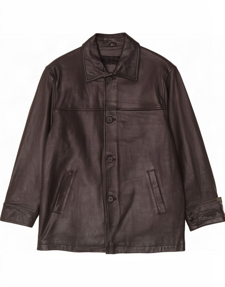 Giacca in pelle vintage da uomo vestibilità ampia UK 36 piccola nera