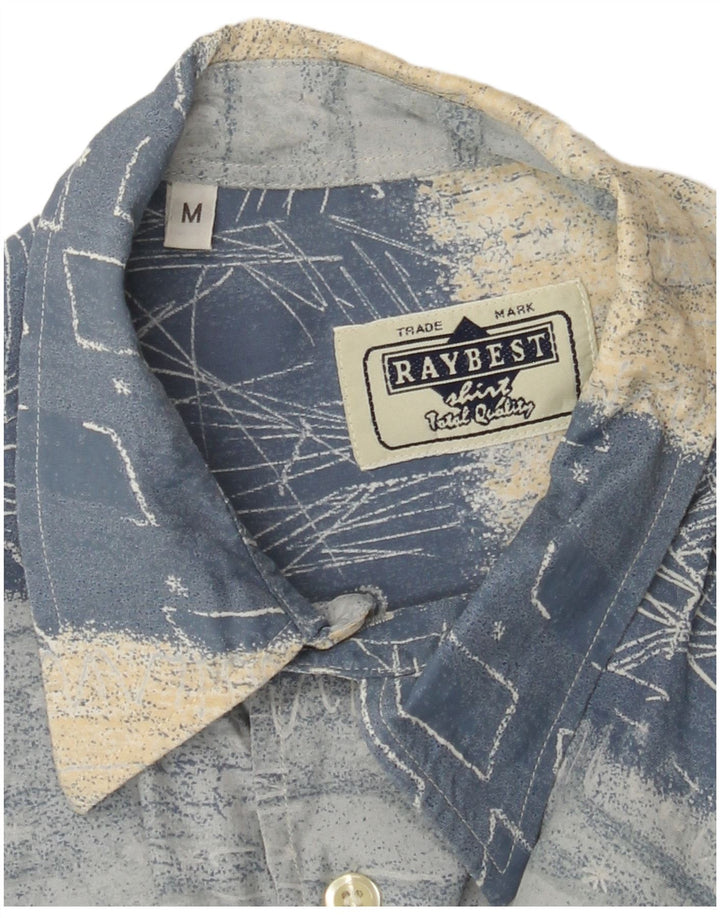 RAYBEST Camicia a maniche corte da uomo Blu medio geometrico