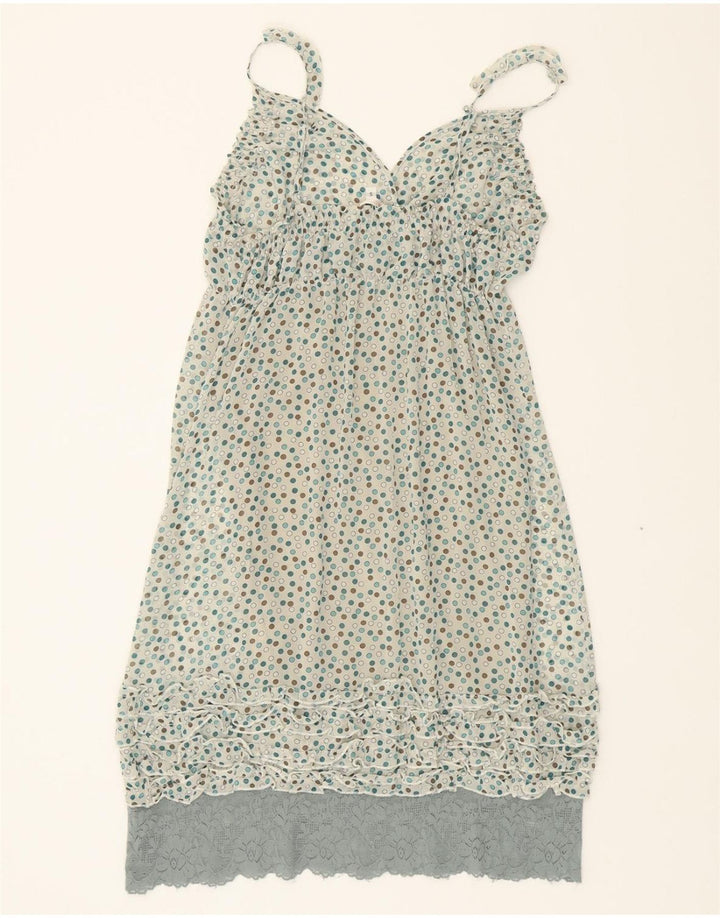 VINTAGE Womens Bubble Dress UK 8 Small White Spotted Polyester Vintage Vintage and Second-Hand Vintage from Messina Hembry 