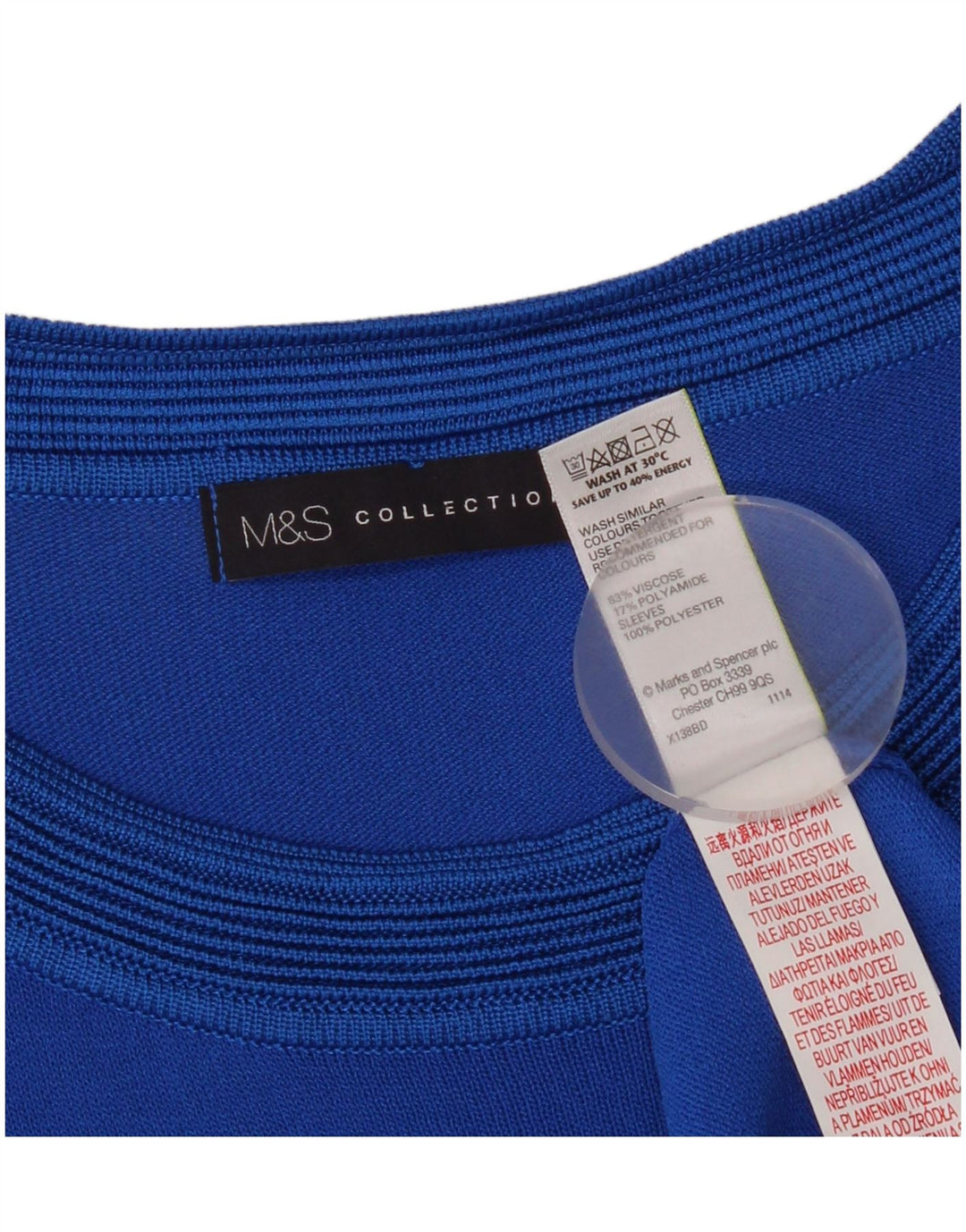 Top camicetta da donna Marks & Spencer UK 12 Viscosa geometrica blu medio