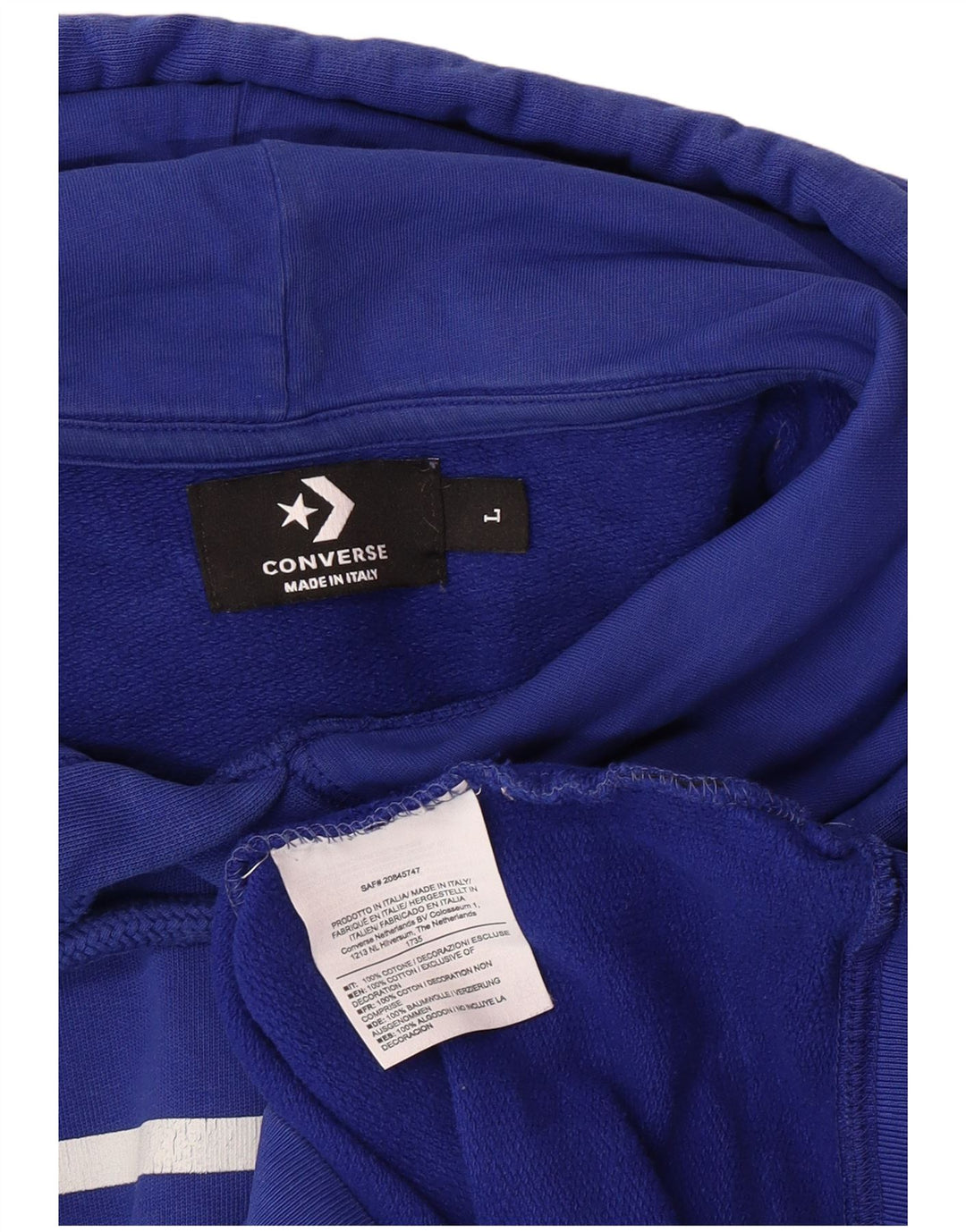 CONVERSE Felpa con cappuccio grafica da uomo grande in cotone blu