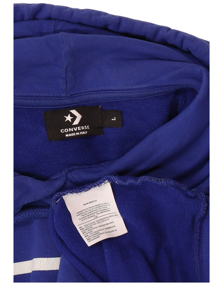 CONVERSE Felpa con cappuccio grafica da uomo grande in cotone blu