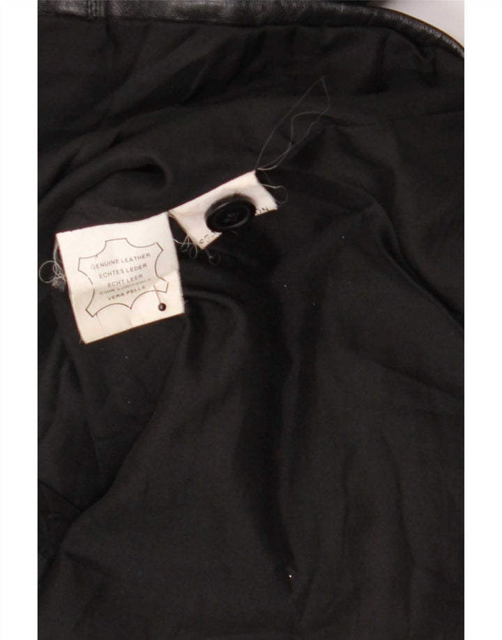 Giacca in pelle vintage da donna UK 14 media nera