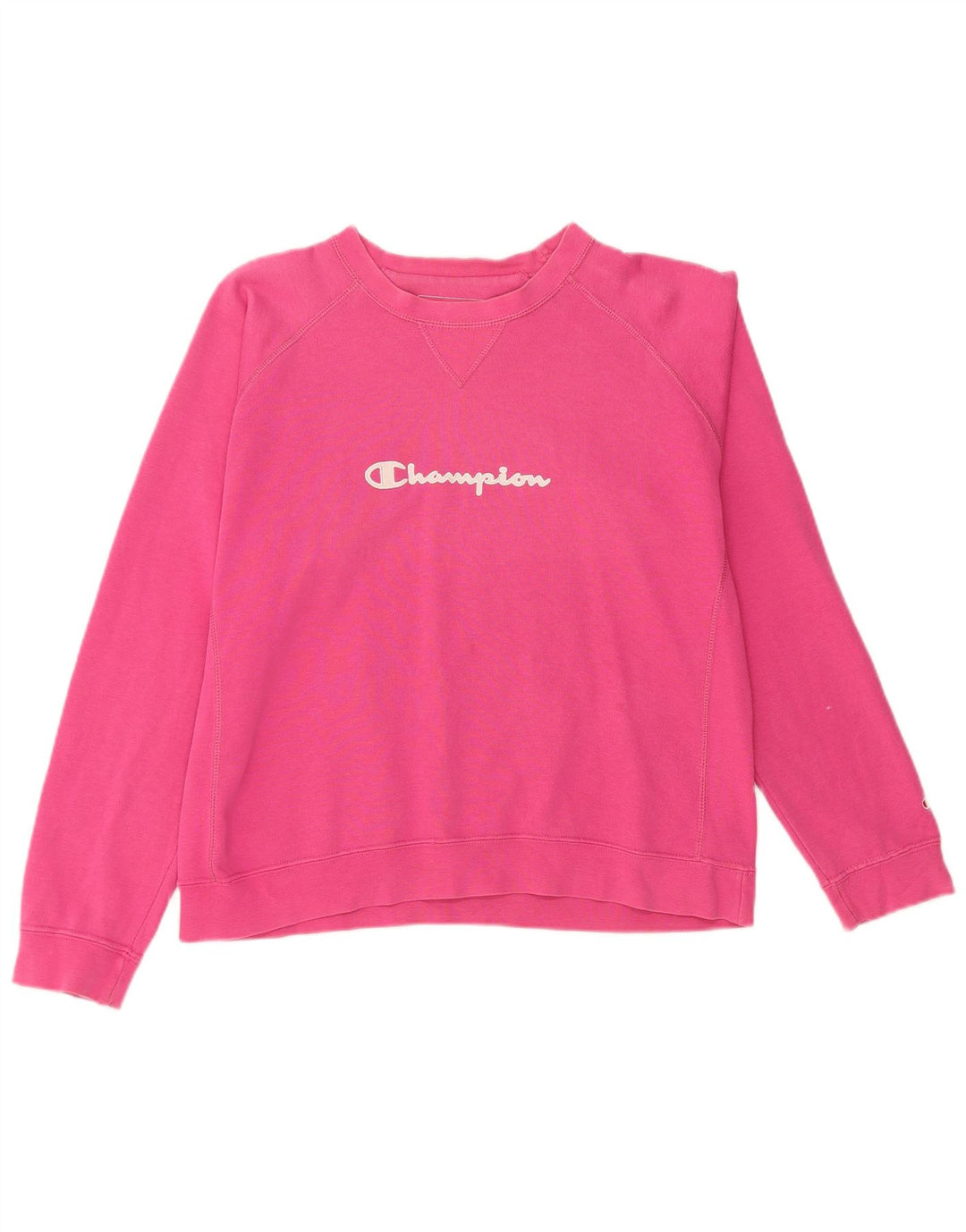 Felpa con grafica da donna CHAMPION Maglione UK 16 Large Pink Cotton