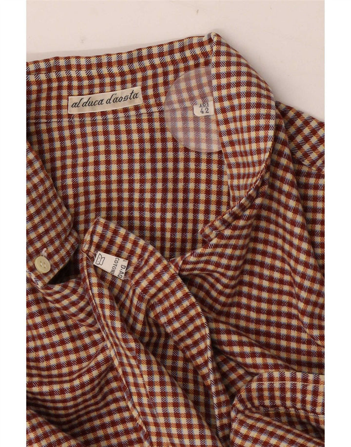 Camicia da uomo Al Duca D'Aosta taglia 42 16 cotone a quadri marroni grandi