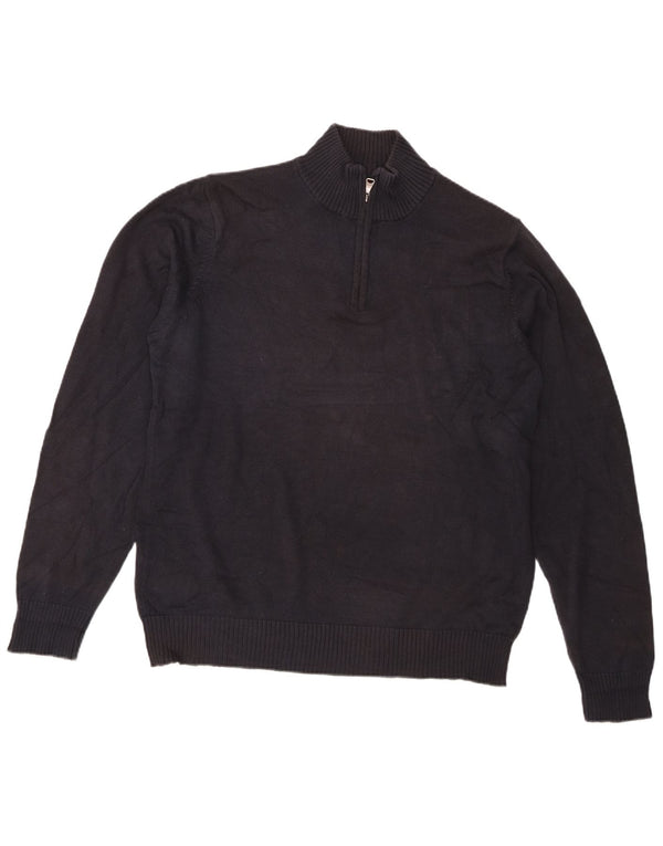 Maglione da uomo Marks & Spencer con zip e collo in cotone medio blu navy