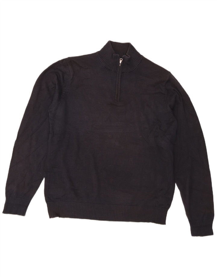 Maglione da uomo Marks & Spencer con zip e collo in cotone medio blu navy