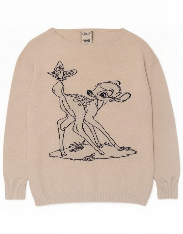 Maglione Disney da donna con scollo a barchetta con grafica UK 14 Beige medio Cartoon
