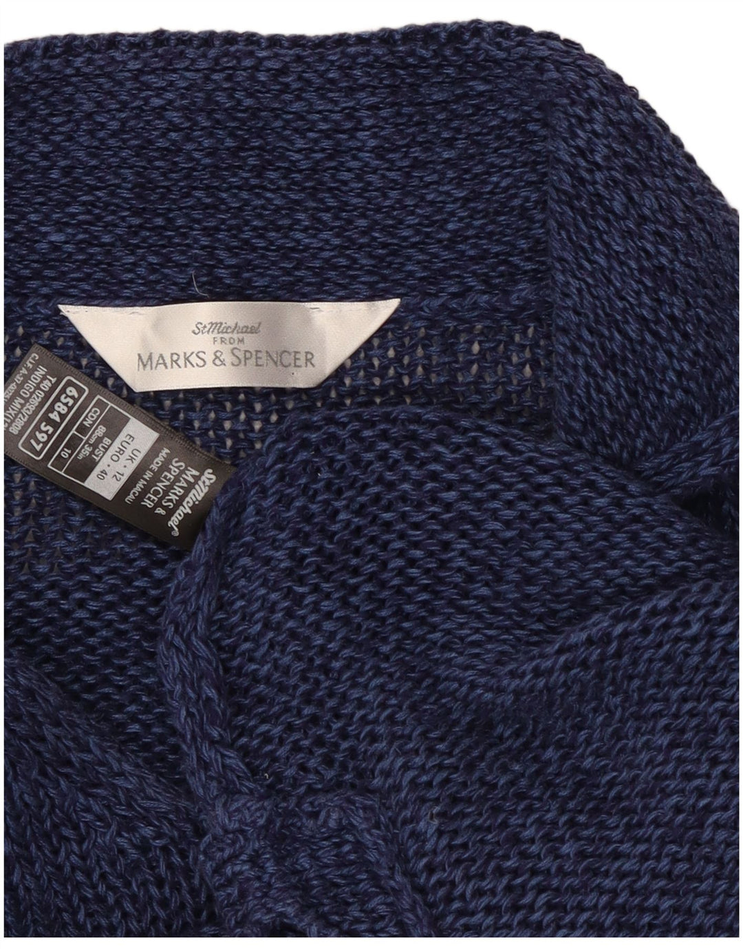Maglione maglione collo alto da donna Marks & Spencer UK 12 medio blu navy