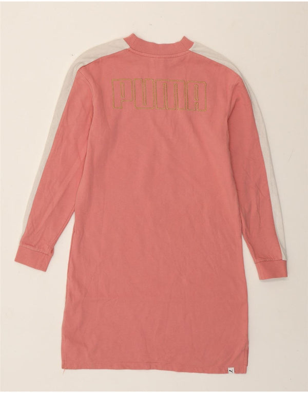 Puma Womens Graphic Sweatshirt Jumper Dress UK 8 Small Pink Colourblock