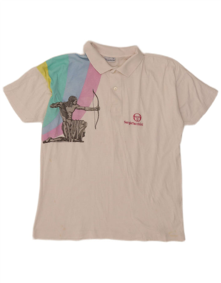 Polo grafica da uomo Sergio Tacchini in cotone bianco medio