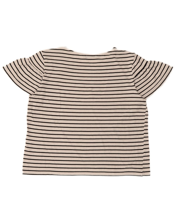 Benetton T-shirt a maniche corte da donna Top UK 16 Large White Striped