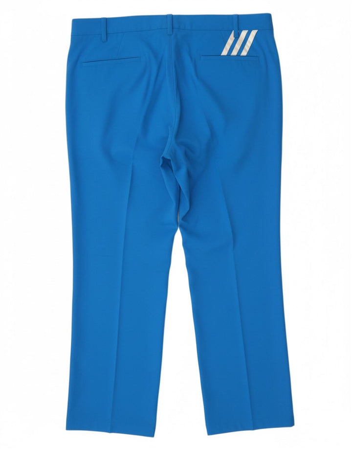 ADIDAS Mens Straight Chino Trousers W38 L30 Blue Polyester
