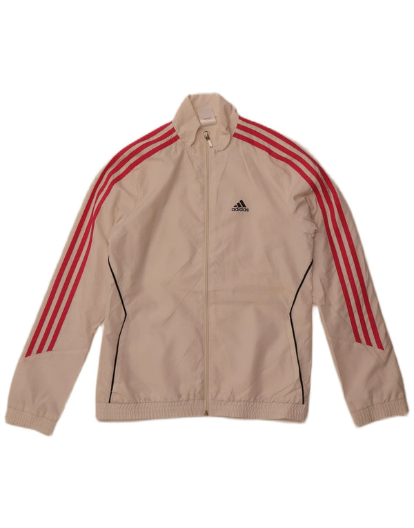 Adidas Womens Climalite Tracksuit Top Jacket UK 10 Small White Polyester