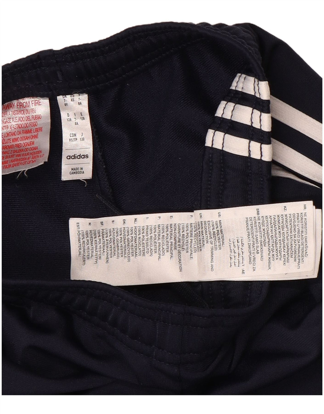 Pantaloni della tuta da ragazzo ADIDAS 7-8 anni in poliestere blu navy