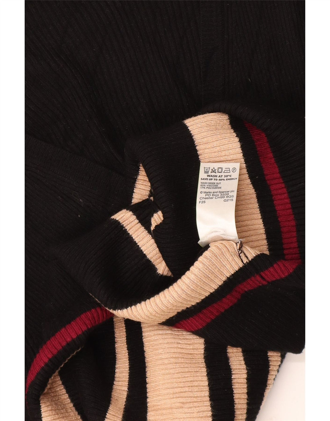 Maglione maglione con scollo a V da donna Marks & Spencer UK 14 medio a righe nere
