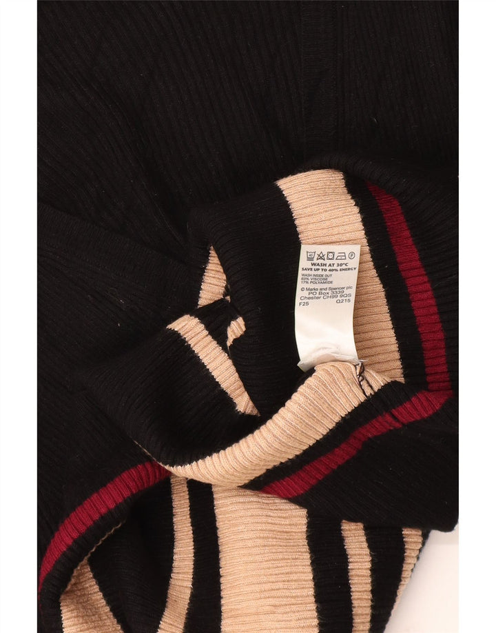 Maglione maglione con scollo a V da donna Marks & Spencer UK 14 medio a righe nere