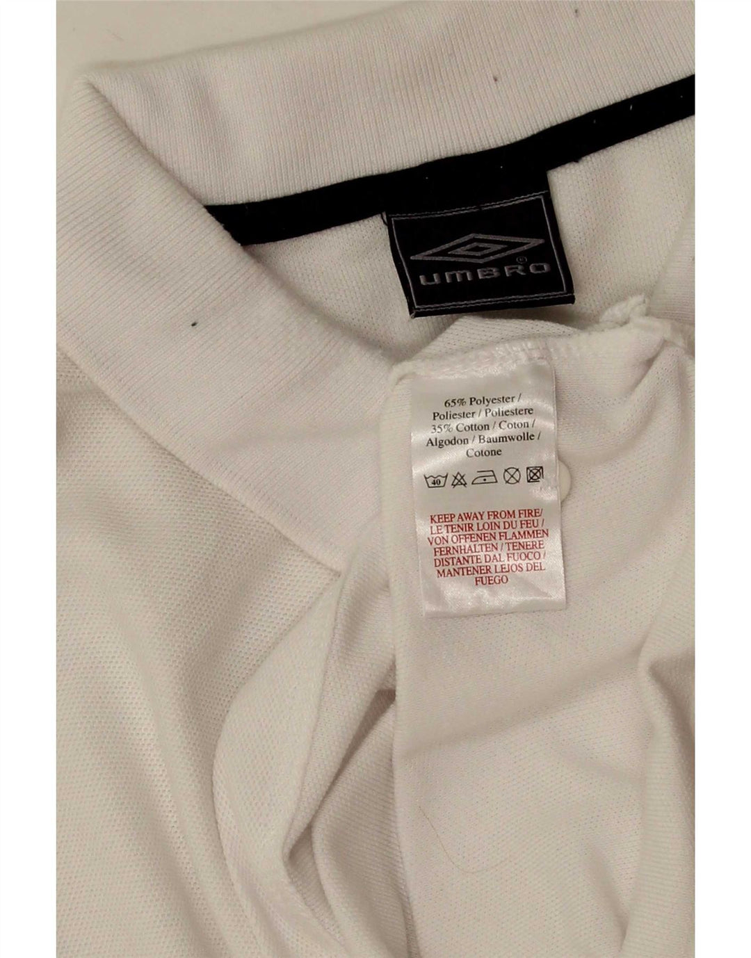 Polo Umbro da uomo grande in poliestere bianco