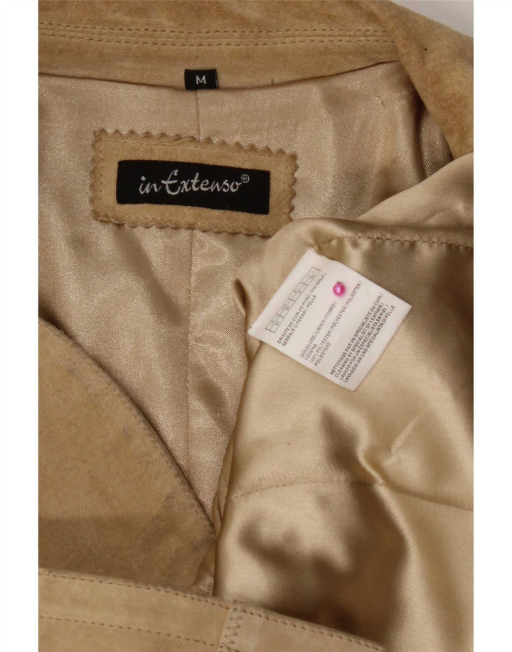 Giacca blazer in pelle scamosciata da donna a 2 bottoni In Extenso UK 14 Pelle beige media