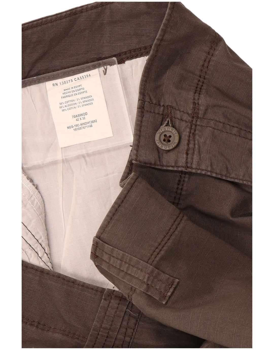 Pantaloni cargo dritti da uomo WRANGLER W42 L32 cotone grigio