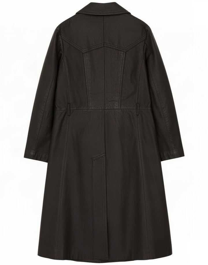 Trench vintage in pelle da donna UK 10 piccolo nero